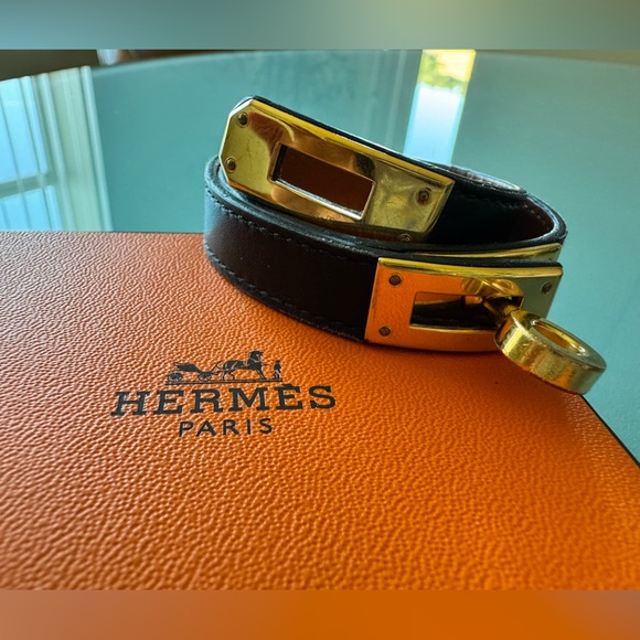Authentic Hermes Kelly Double Tour Bracelet (Black and Gold) - Picture 1 of 9
